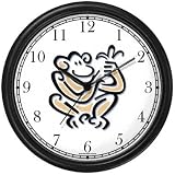 Monkey with Banana Monkey Animal Wall Clock by WatchBuddy Timepieces (Black Frame)
