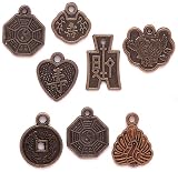 Blue Moon Chinese Metal Coins, Small Antique Gold, 8/Pkg