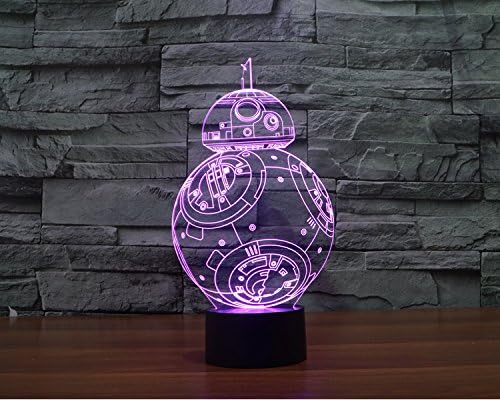 CCrystal Star Wars 3D Colorful lamp ,Acrylic Stereoscopic Visual Light, LED Lamp Atmosphere Colorful Gradients, LED Touch Switch Desk Table Lamp,USB Night Light (BB-8)