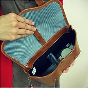 Flip Video Ultra Series CamcorderCompack Faux Leather Vintage Camera Bag Style w/Additional Shoulder Strap