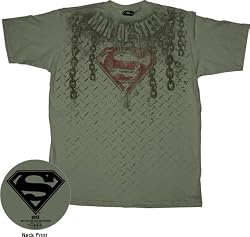 Superman Man of Steel Military Green T-shirt Tee
