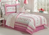 Beautiful Garden Full / Queen Quilt with 2 Pillow Shams