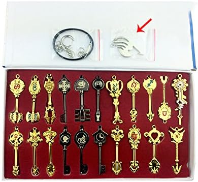 Top Home Fairy Tail Key Chain and Necklace Set with Box Model Assembled Anime Cosplay Model Props Gift for Your Friend 2.5" (21 pc)