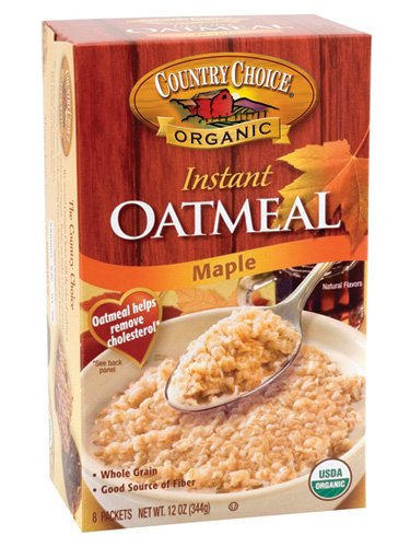 Country Choice Organic Maple Instant Oatmeal, 8-Count, 12-Ounce Boxes ( pack of 36)