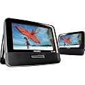 Philips PET7402/37 7-Inch Dual Screen Portable DVD Player with Car Mount, Black