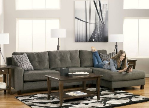 Neutral Contemporary Sofa Couch with Chaise