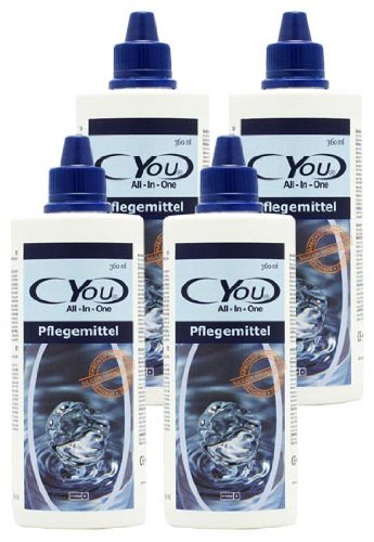 CYOU All-In-One Premium Pflegemittel für weiche Kontaktlinsen, Sparpack, 4 x 360 ml