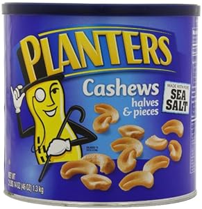 Planters Cashew Halves and Pieces made with Pure Sea Salt, 46-Ounce Tins (Pack of 2)