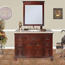 Townsend Single Porcelain Sink Vanity Cabinet - Marble Top 44"L - Cherry Wood Finish - Bathroom New