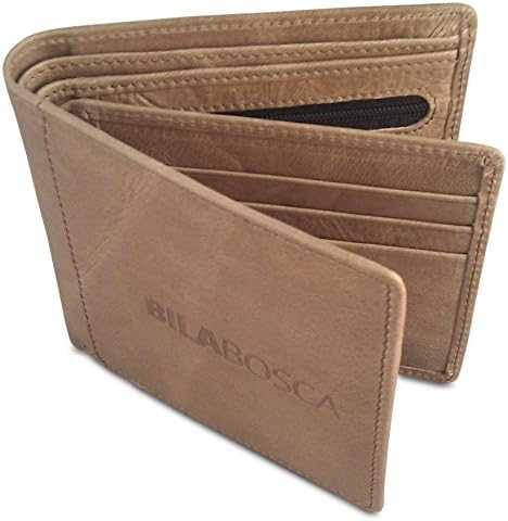 BilaBosca Men's RFID Security Wallet Hand Made Genuine Leather Brown