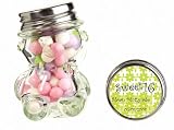 Baby Keepsake: Green Floral Pattern Sweet Sixteen Personalized Teddy Bear Glass Candy (Set of 24)