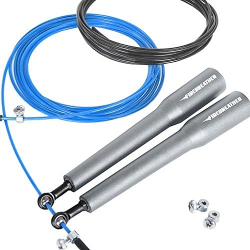 SPEED ROPE by FireBreather Training | Fast Jump Rope for Crossfit - Boxing - Wod Exercise - Fitness | Includes Replacement Cable - Professional Handles - Set of Adjustable Screws &amp; Carrying Bag
