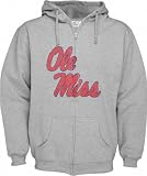 Mississippi Rebels Grey Distressed Mascot Full Zip Hooded Sweatshirt