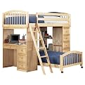 Student Hardwood Loft Bed with Desk - Natural