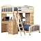 Student Hardwood Loft Bed with Desk - Natural