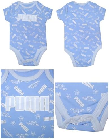 3 PCS Set: Puma Infant Short Sleeve Romper / Onesie & Pant Set 0-3M Multicolor