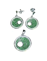 925 Sterling Silver Micro Pave CZ Earrings and Pendant Set