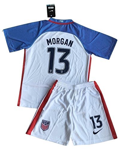 NEW 2016-2017 Alex Morgan #13 USA National Home Jersey with Shorts for Kids/Youth (7-8 Years Old)