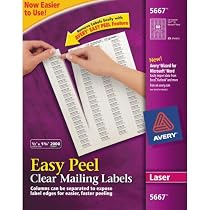 Avery Easy Peel 1/2 x 1 3/4 Inch Clear Return Address Labels 2000 Pack (5667)