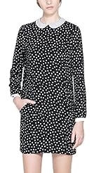 Floral Print Dots Print Round Neck Long Sleeves Mini Dress 