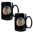 Chicago Blackhawks NHL 2pc Black Ceramic Mug Set - Primary Logo by Great American Products