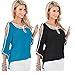 Sunward(TM) Sexy Women Irregular Off Shoulder Long Sleeve Tops Blouse (Large, Blue)