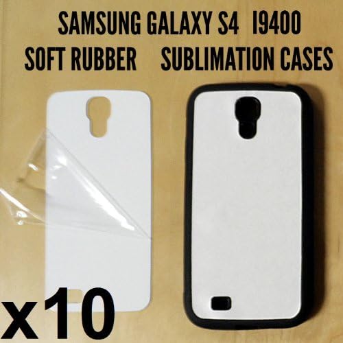 10 Black Blank Samsung Galaxy s4 i9400 Rubber case Printable for heat and sublimation printing/Personalize/10 cases+10 insert
