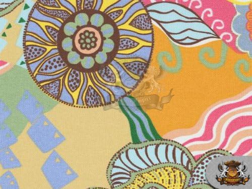 Printed Indoor/Outdoor Waterproof KALEIDOSCOPE GREEN Fabric / 54" W / Sold by the yard