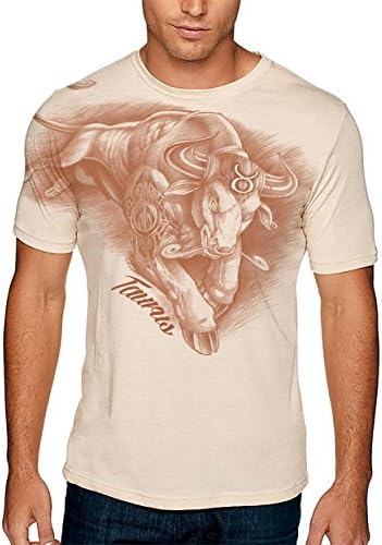 Hellfire Graphics Men's Taurus T-Shirt Medium Tan