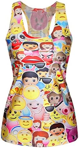 New Fashion Summer 2015 Women T Shirt Emoji 3D Vest Camisole Cheap Clothes Tank Tops M