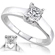 1/2carat EGL Certified Princess Cut Diamond Solitaire Ring in 14K White Gold (GH/SI)