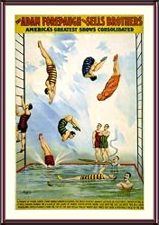 Circus Poster Forepaugh & Sells Divers Photograph - Beautiful approx. 24"x28" Framed and Matted Photographic Print from the Library of Congress Collection