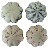 Antique Look Ceramic Blue, Pink Magnets- Set of 4