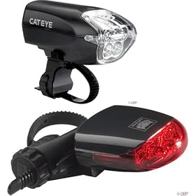 Cateye EL-220 and TL-LD270R Bicycle Headlight and Tail Light Combination by Cateye