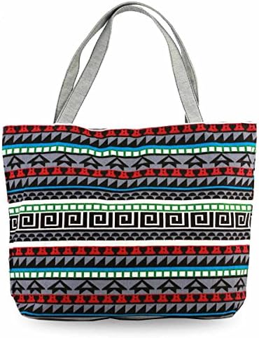 HUIB Women's Heavy-Duty Cotton Colorful Stripes Pattern Bohemia Canvas Tote Bag Shoulder Bags Roomy Tote Beach Bag(AB034-20-15)