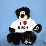 Plush Black Teddy Bear (Thumples) toy with I Love Rush