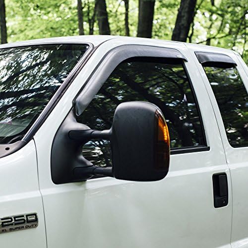 Beast Carbon - Real Carbon Fiber Window Guards, '99-'16 FORD F-250/350/450/550 4-DR Crew Cab, 4pcs | Wind &amp; Rain Visor, Deflector