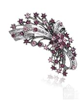 Crystal Spray Lavender Flower Stering Silver Pin Brooch
