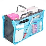 Nylon Handbag Insert Comestic Gadget Purse Organizer (Blue)