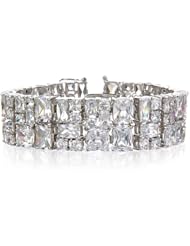 White CZ Multi Shape Stone Wide Bracelet