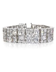 MULTI SHAPE STONE WHITE CZ BRACELET-7.5"