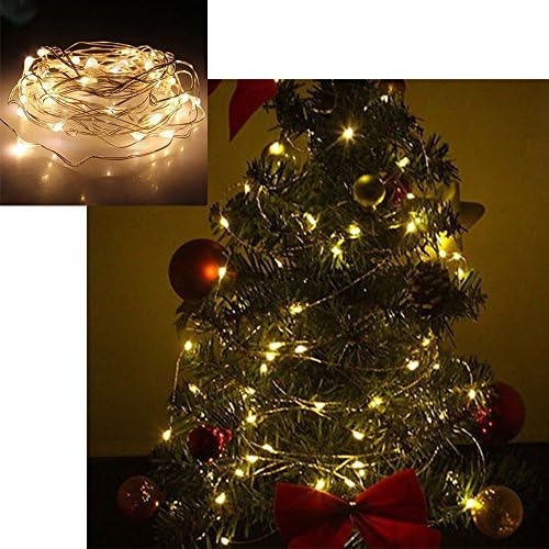 2M Waterproof Copper Wire LED String Light Party Tree Xmas Decor Battery Powered (20, Warm White)