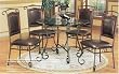 Dark Distress Gold Metal Finish Dining Set By Coaster Furniture