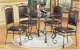 Dark Distress Gold Metal Finish Dining Set By Coaster Furniture