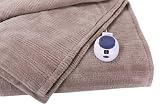 Soft Heat Ultra Micro-Plush Low-Voltage Electric Heated Triple Rib Throw, Beige