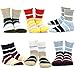 TeeHee Little Boys and Toddler Cotton Crew Socks 12 Pair Pack Gift Box (9-10 Years, Solid & Rugby Stripe)