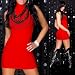 Sports : Sexy Minikleid Perlenkette Rollragen Rot