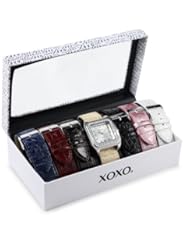 XOXO Womens XO9023 Seven Color Crocodile Interchangeable Strap Set Watch
