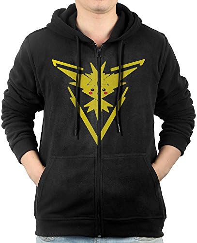 Mens Team Instinct Yellow Pokemon Go 9 Pikachu Zipped Sweatshirt