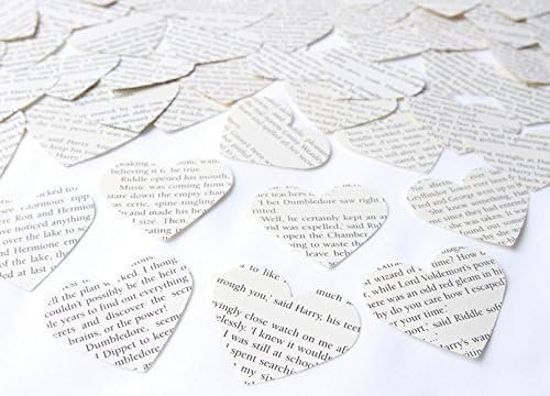 100 Hand Stamped Large Heart Shaped table Confetti – Made from genuine Harry Potter books - hearts approx 2 inch